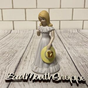 Vintage Enesco Growing Up Birthday Girls Porcelain Figurine - Blonde, 12